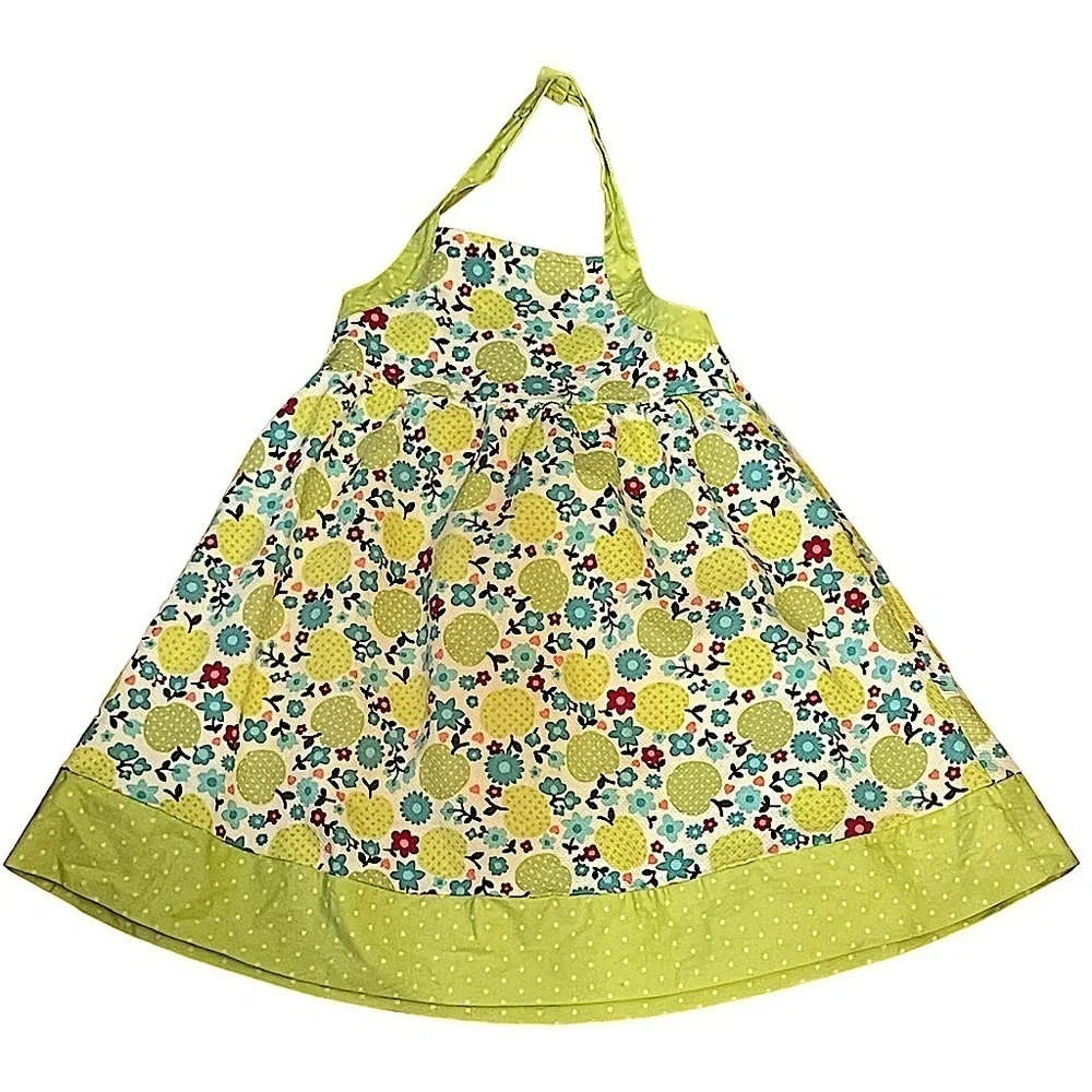 Gymboree Girls Candy Apple Fruit Print Cotton Pique Halter Dress Size 6